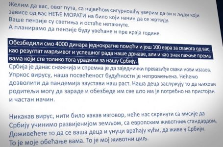 Penzioneri dobili Vučićevo pismo, pomoć predstavljena kao zasluga partije