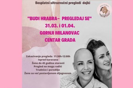 Karavan „Budi hrabra – pregledaj se“ u G. Milanovcu 31. marta i 1. aprila