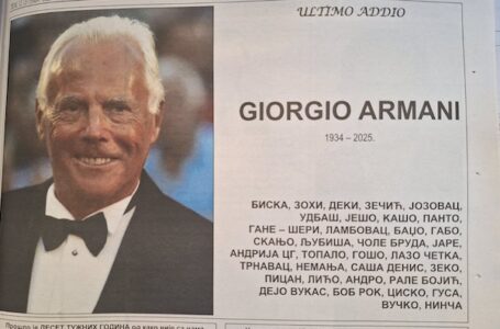 Neobična čitulja u Čačanskom glasu za Đorđa Armanija