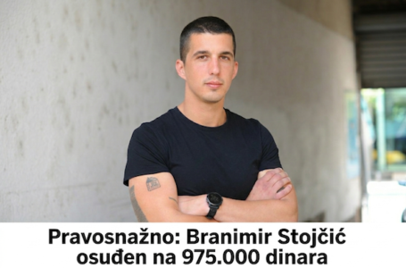 Pravosnažno: Branimir Stojčić osuđen na 975.000 dinara; UZINAT pokrenuo akciju prikupljanja pomoći