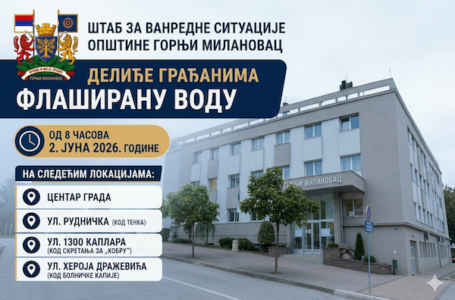 I danas podela flaširane vode građanima na četiri lokacije u Gornjem Milanovcu