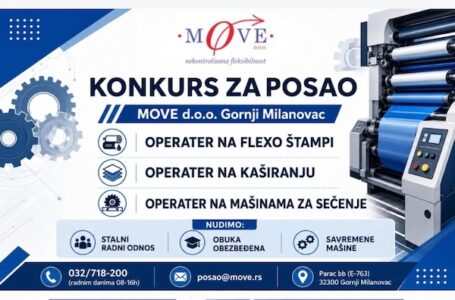 MOVE d.o.o. raspisao konkurs za prijem radnika u proizvodnji