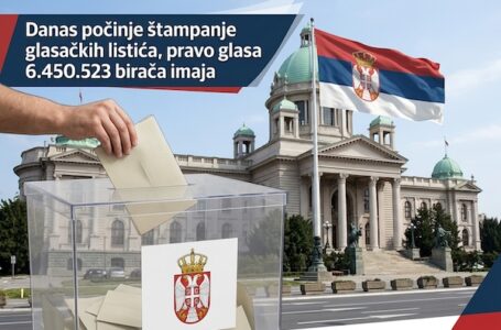 Danas počinje štampanje glasačkih listića, pravo glasa imaju 6.450.523 birača