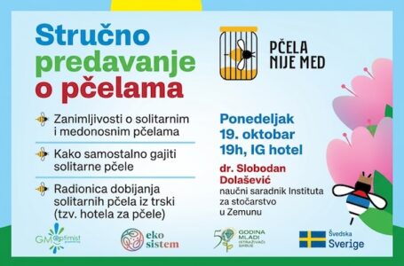 Predavanje o solitarnim i medonosnim pčelama u ponedeljak u IG hotelu